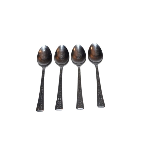 INTERPUR Stainless Japan FLORENZ  4 PETALS Flower 4 Teaspoons 6 1/2" - Picture 1 of 7